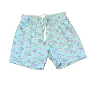 Bermies Boys Swim Suit Trunks Youth Size 10  Mint Green with Alligator Print